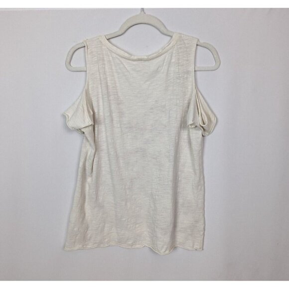 Lucky Brand S Floral Embroidered Tee Shirt Top Cut Off Open Sleeves Boho Hippie - Picture 2 of 10